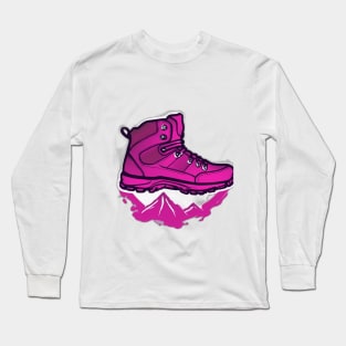 Vibrant Pink Hiking Boot Adventure Design No. 815 Long Sleeve T-Shirt